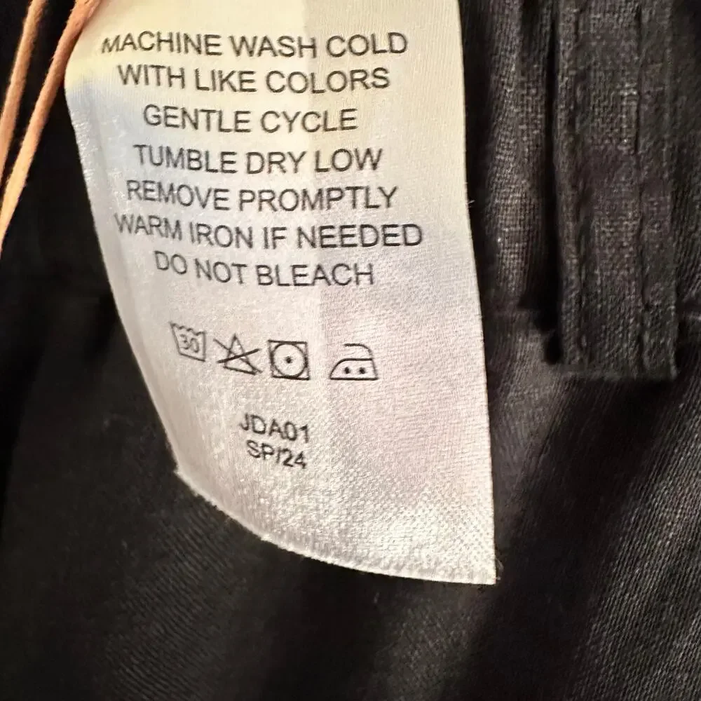NWT Quince 100% European Linen Pants Black XL Crop Slight Taper